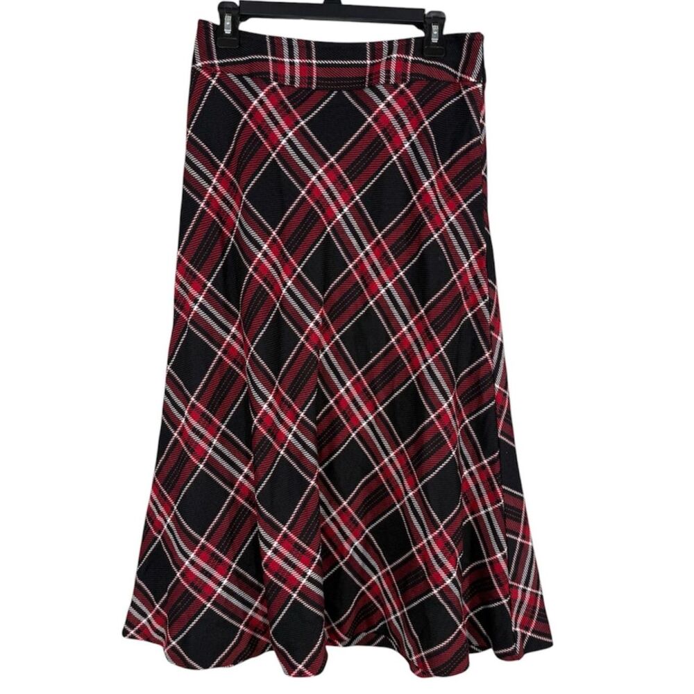 East 5th Red Black Plaid Maxi Skirt Sz 10 Academia Grunge Preppy Schoolgirl Goth